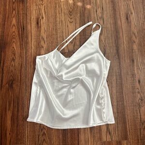 Shein Small White Silk Cowl Neck Top